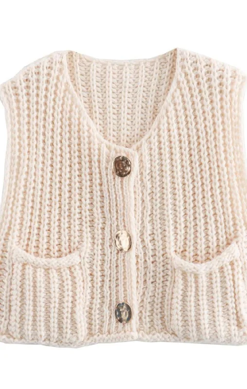 Gold Button Knit Vest