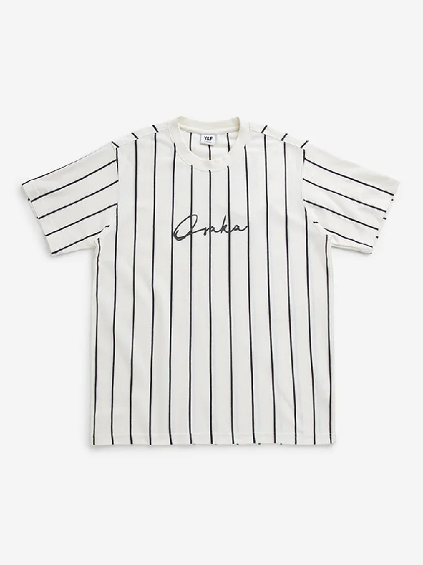 Y&F Kids Off-White Striped T-Shirt