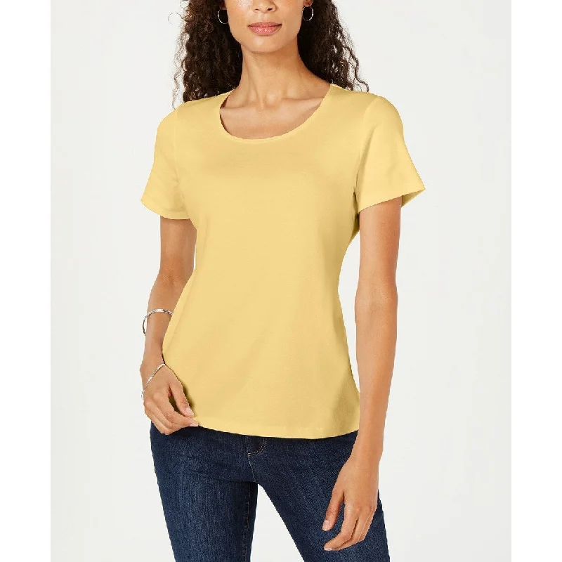 Karen Scott Women's Plus Short Sleeve Scoop Neck Top Yellow Size 3X