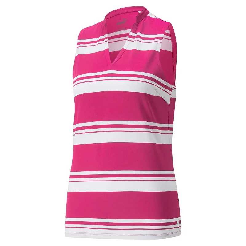 PUMA Women's Cloudspun Valley Stripe Sleeveless Polo