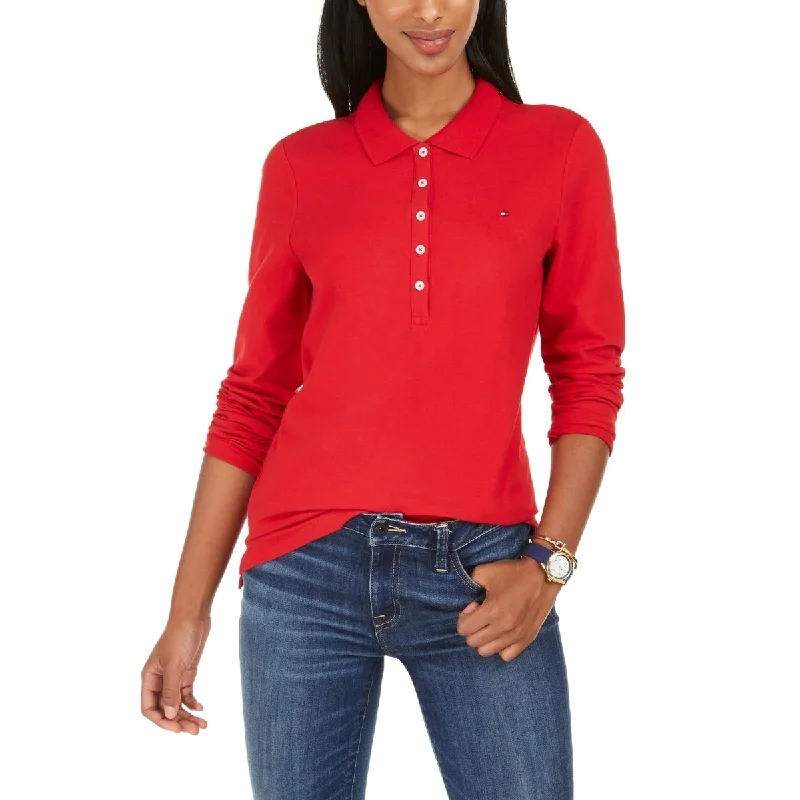 Tommy Hilfiger Women's Polo Shirt Red Size X-Small