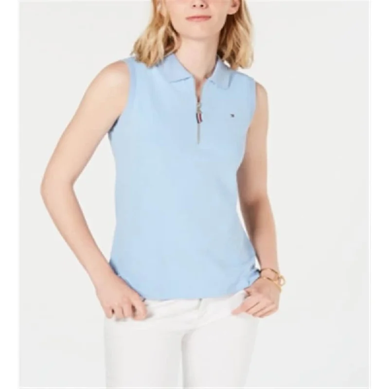 Tommy Hilfiger Women's Sleeveless Zip Polo Blue Size X-Large