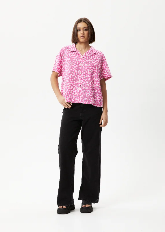 AFENDS Womens Madeline Mood - Short Sleeve Shirt - Bubblegum Floral