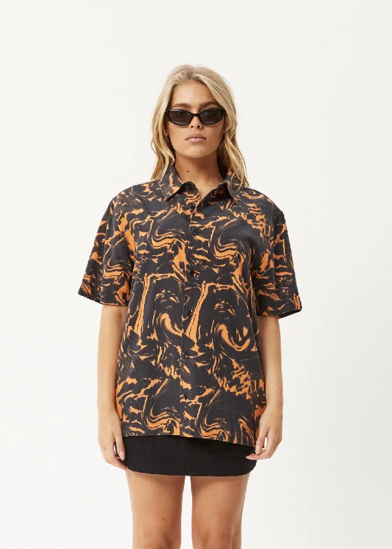 AFENDS Womens Marble - Short Sleeve Shirt - Black