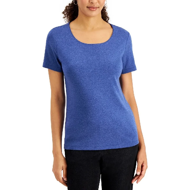 Karen Scott Women's Short Sleeve Scoop Neck Top Blue Size Small