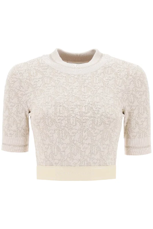 Palm Angels Women's Monogram Cropped Top In Lurex Knit