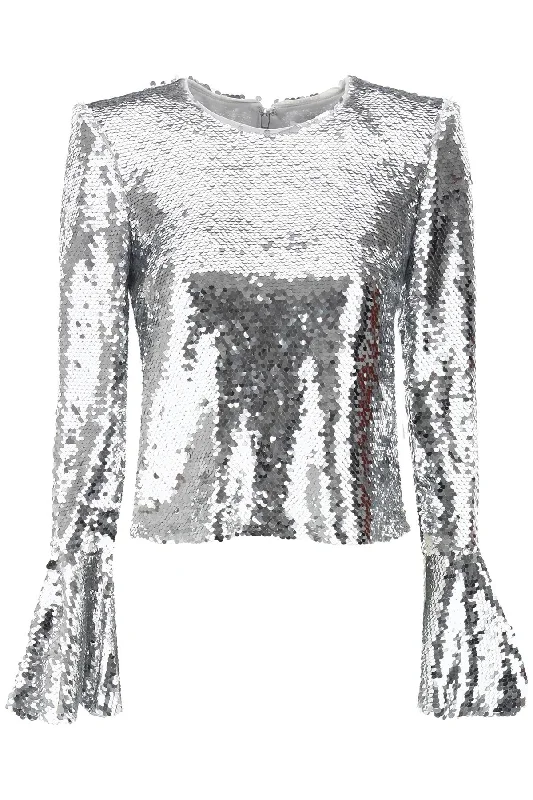 Self Portrait Women's Sequined Cropped Top