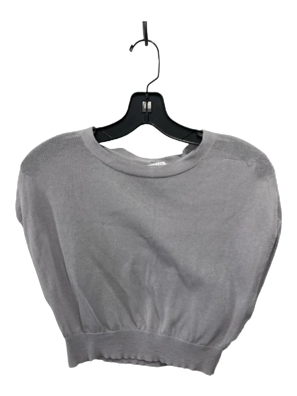 Brunello Cucinelli Size XS Gray Cotton Blend Knit Drop Shoulder Cropped Top