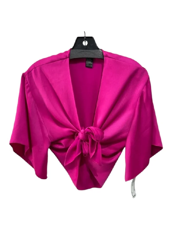 Jay Godfrey Size 2 Hot pink Polyester Cap Sleeve Wrap Crop Top