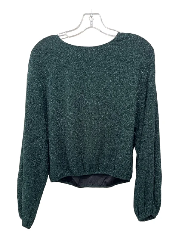 Show Me Your Mumu Size Small Dark Green Nylon Blend Long Sleeve Crop Top