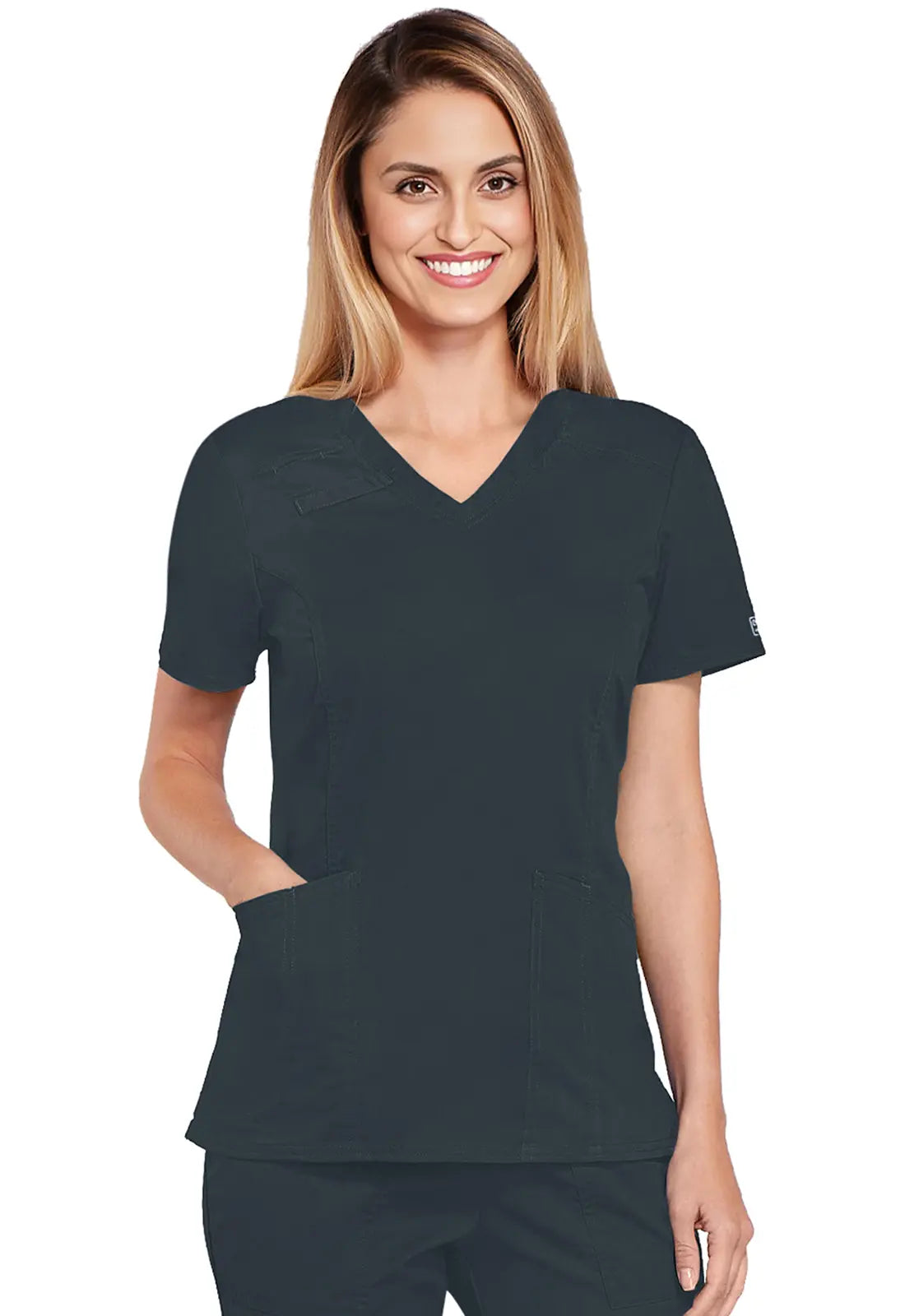 Cherokee Women's 4-Pocket V-Neck Top - Pewter