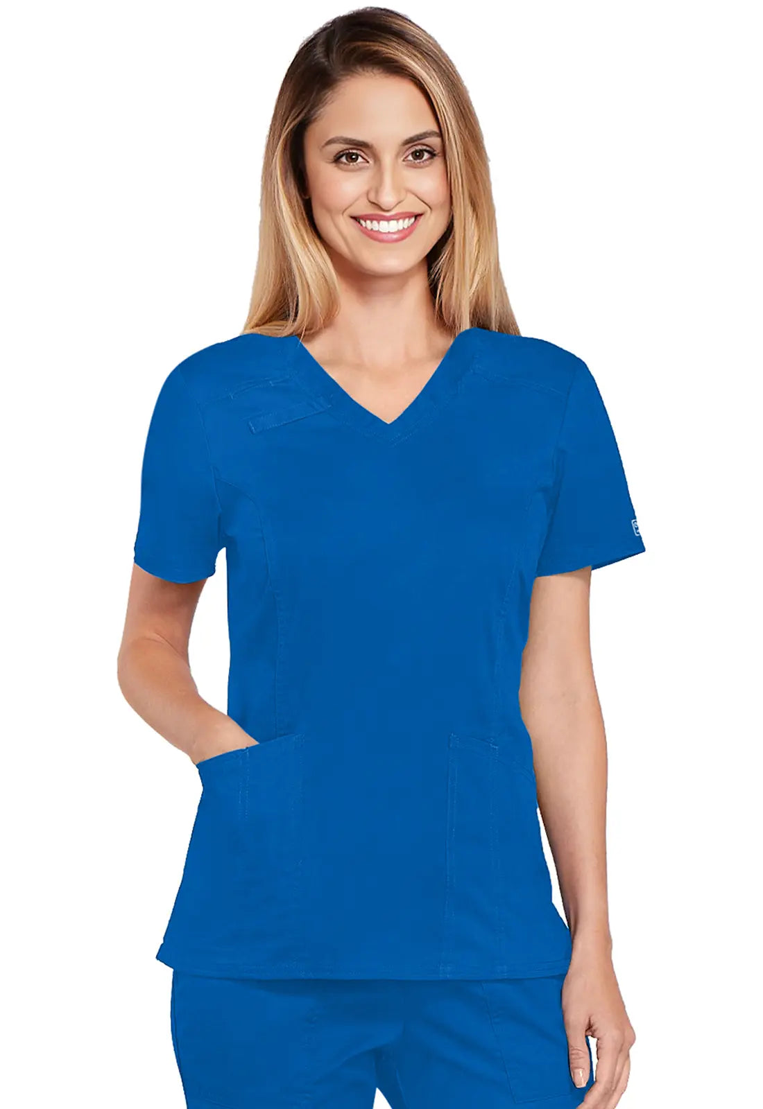 Cherokee Women's 4-Pocket V-Neck Top - Royal Blue