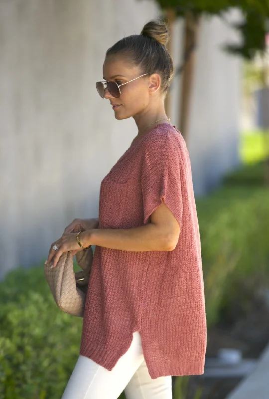 Marsala V-Neck Sweater Top