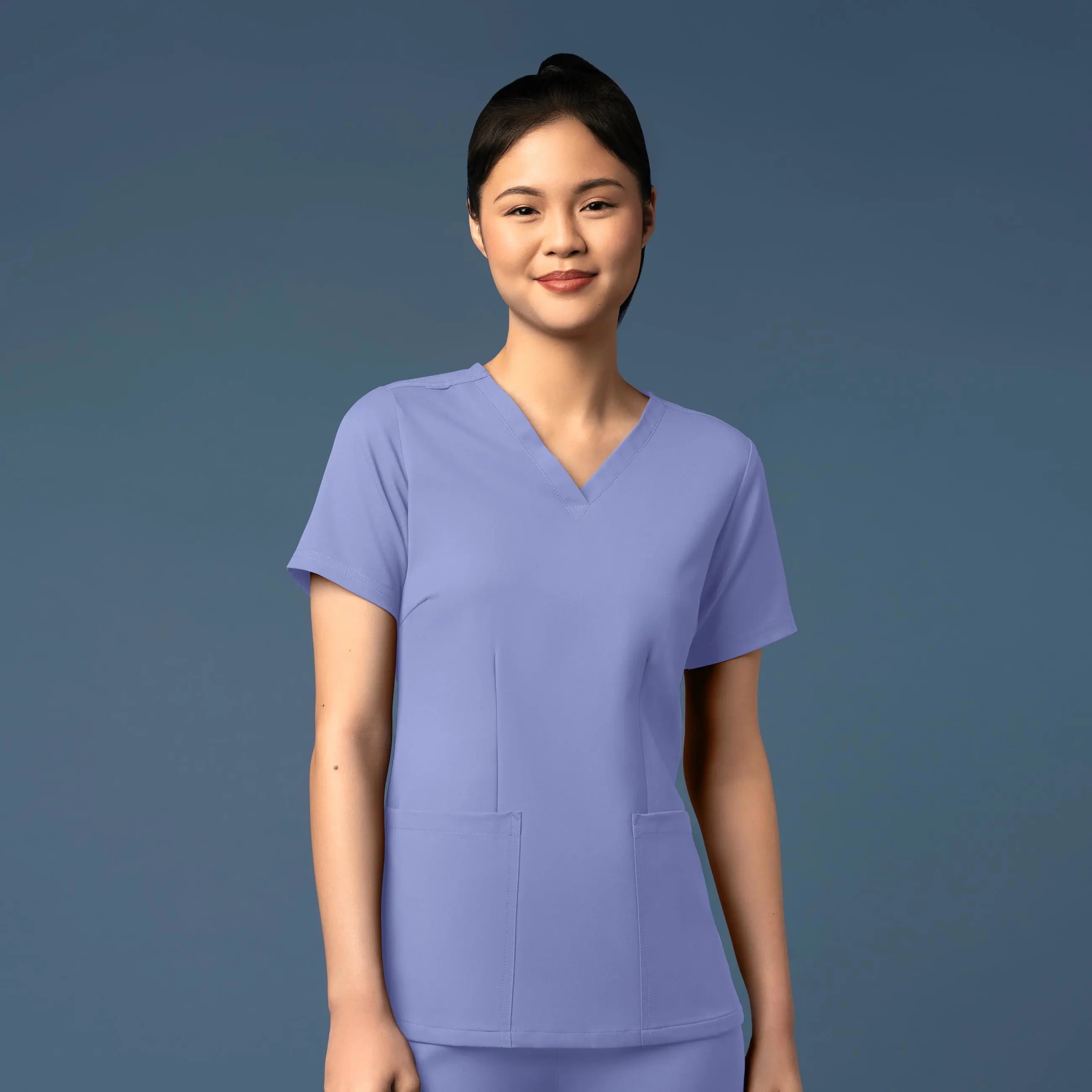 Wink Women's Fitted 3-Pocket V-Neck Scrub Top - Ceil Blue