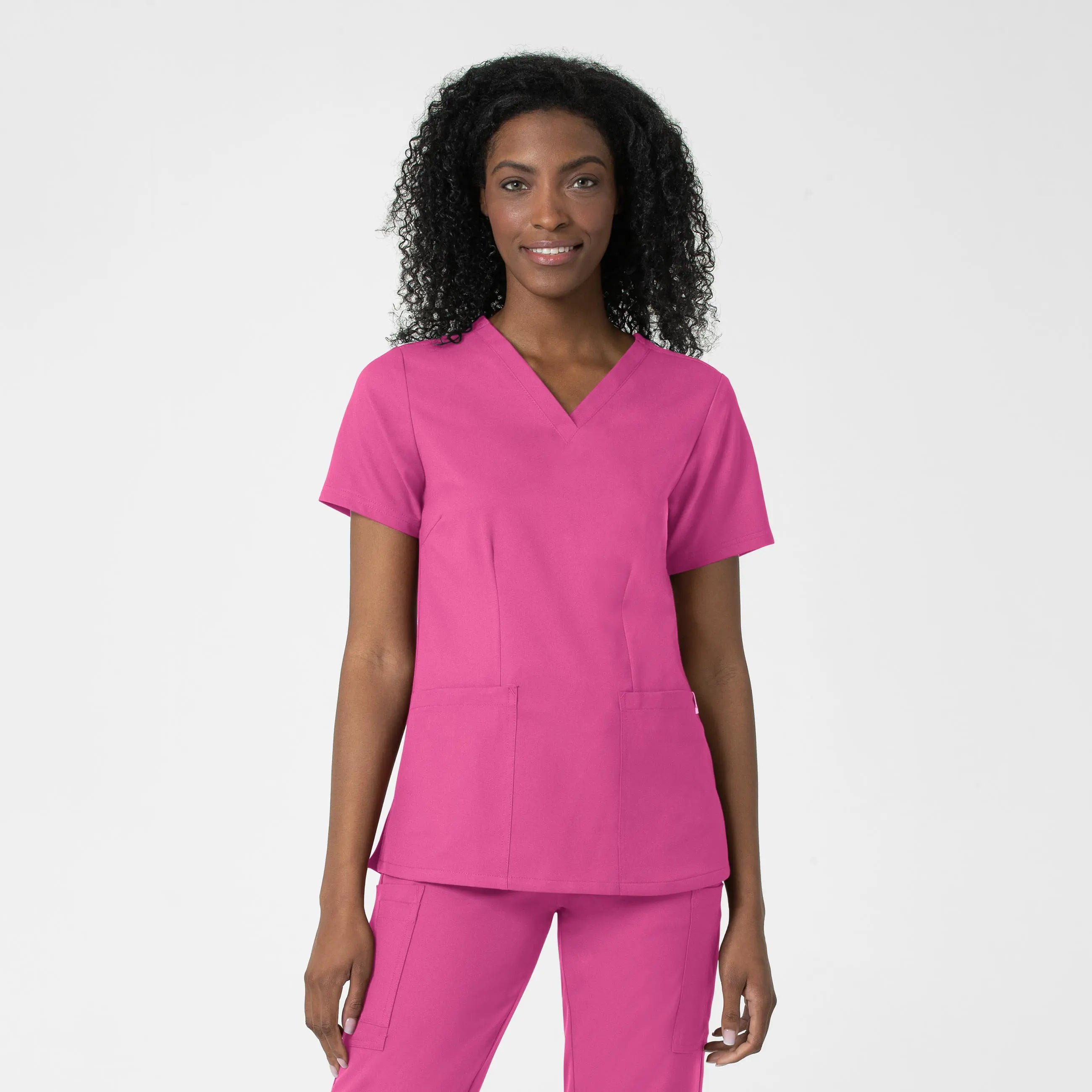 Wink Women's Fitted 3-Pocket V-Neck Scrub Top - Hot Pink