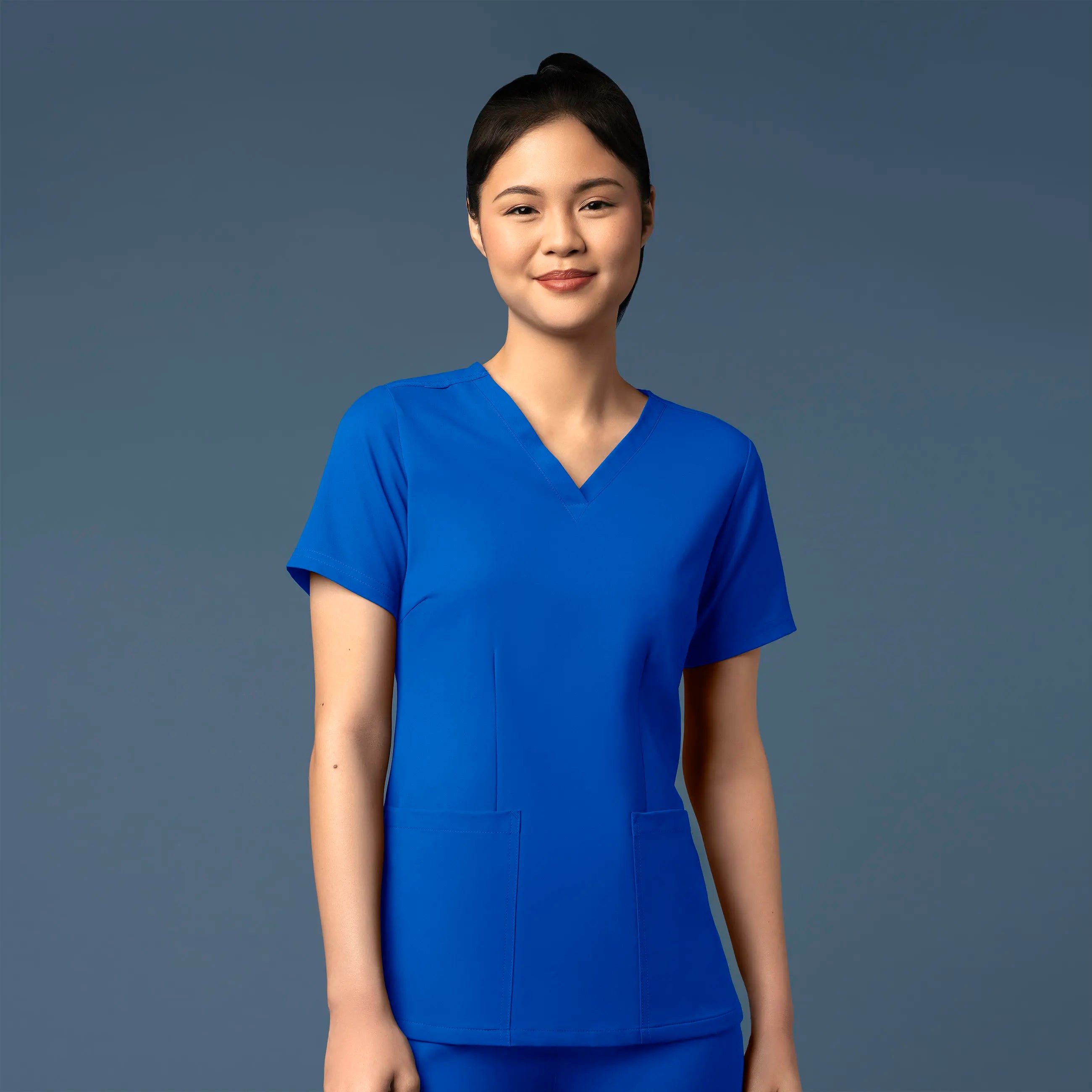 Wink Women's Fitted 3-Pocket V-Neck Scrub Top - Royal Blue