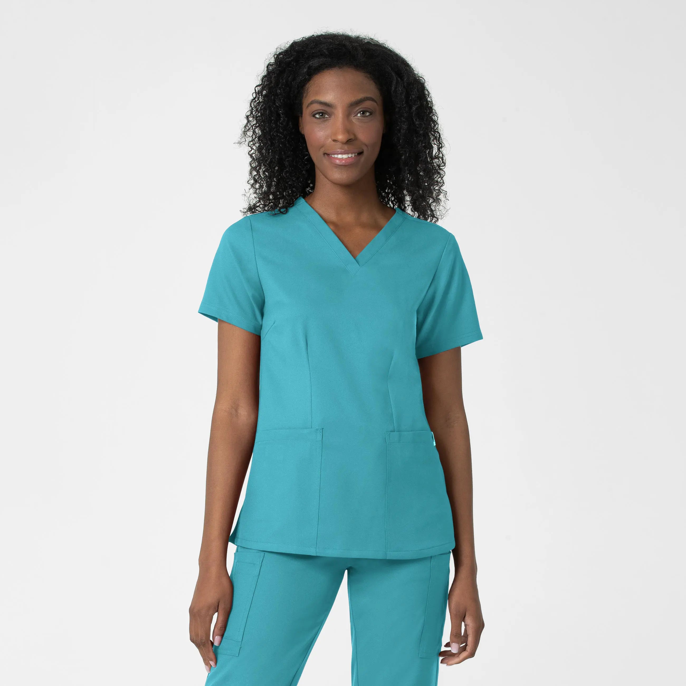 Wink Women's Fitted 3-Pocket V-Neck Scrub Top - Teal