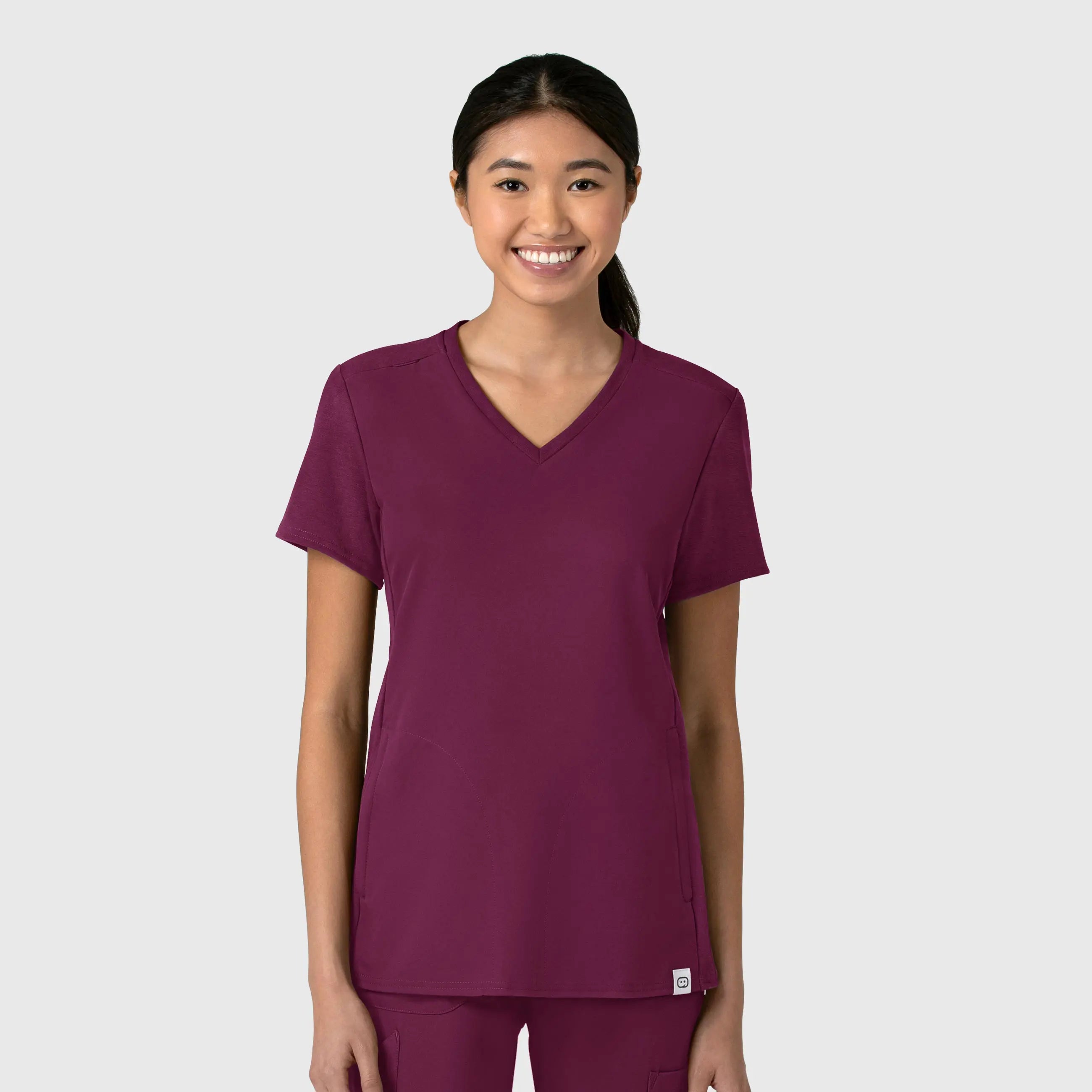 Wink Women's Thrive Flex-n-Reach V-Neck Scrub Top - Wine