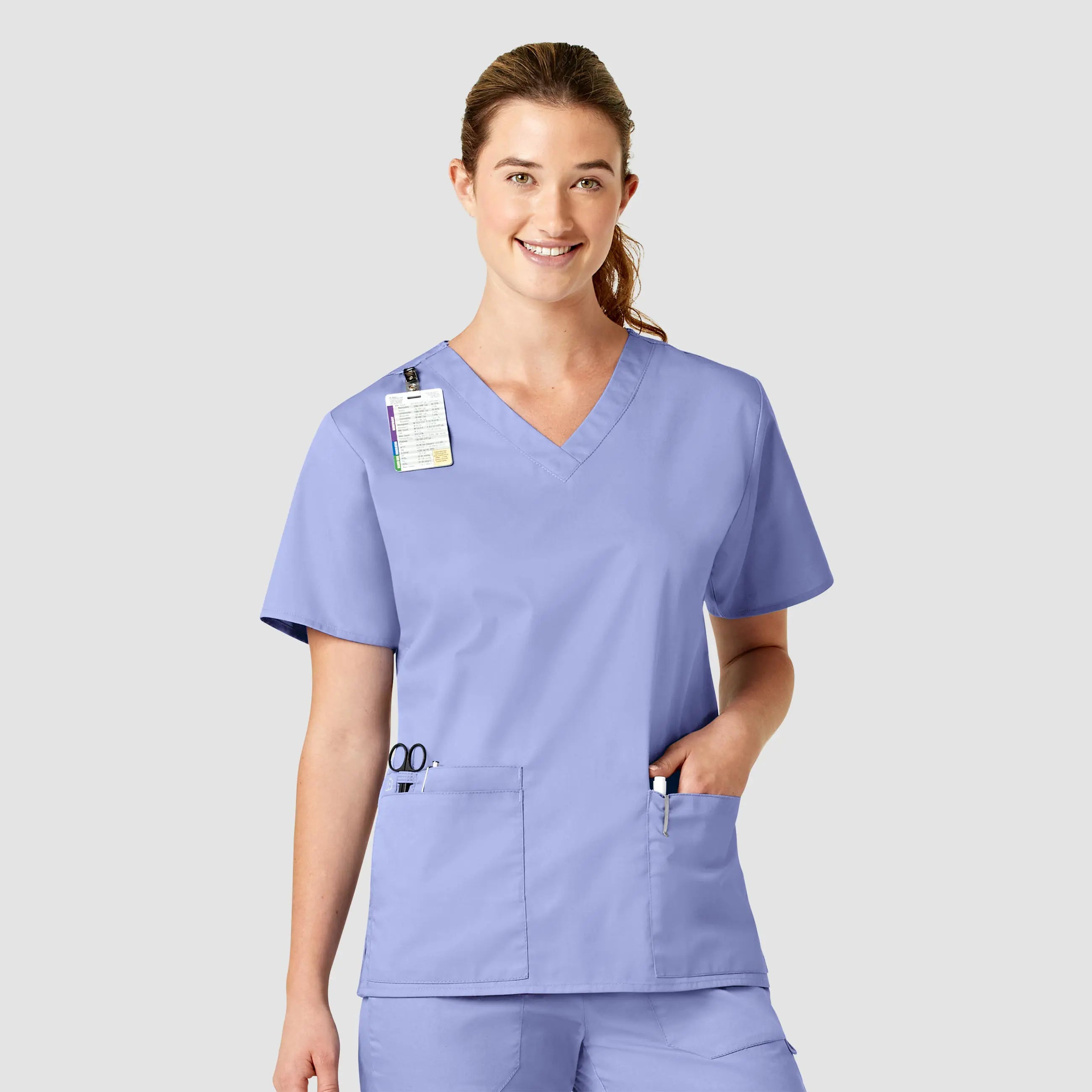 Wink Women's WonderWORK V-Neck Scrub Top - Ceil Blue