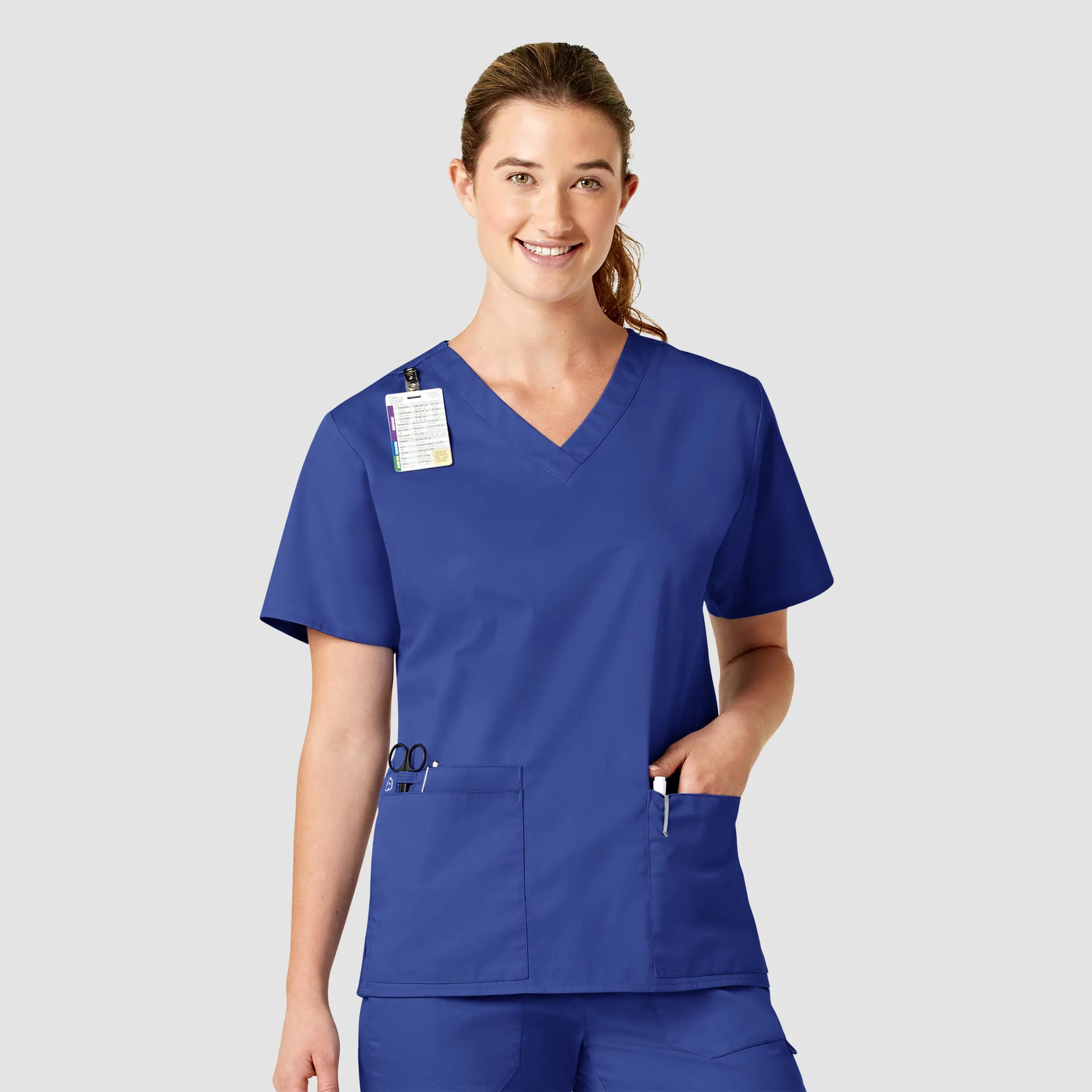 Wink Women's WonderWORK V-Neck Scrub Top - Galaxy Blue