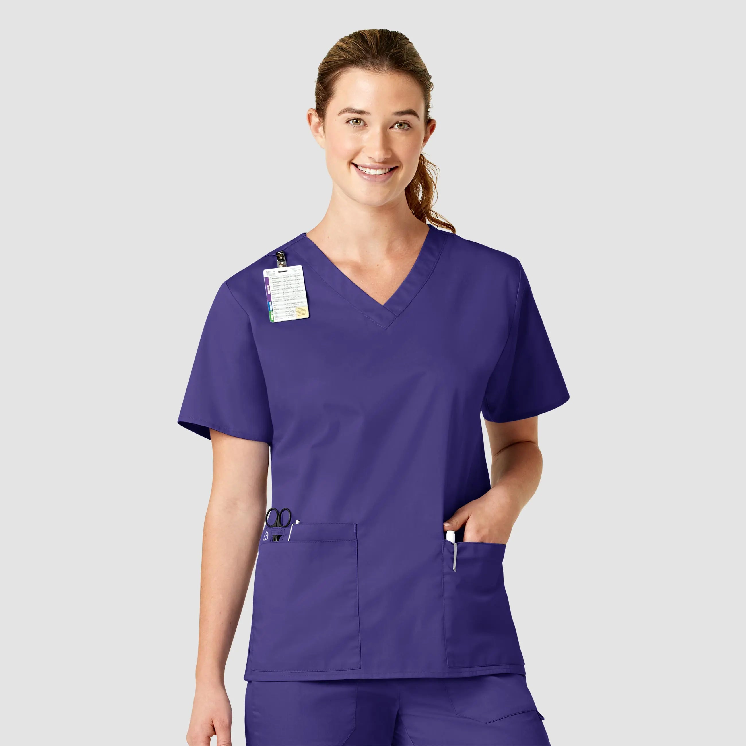 Wink Women's WonderWORK V-Neck Scrub Top - Grape