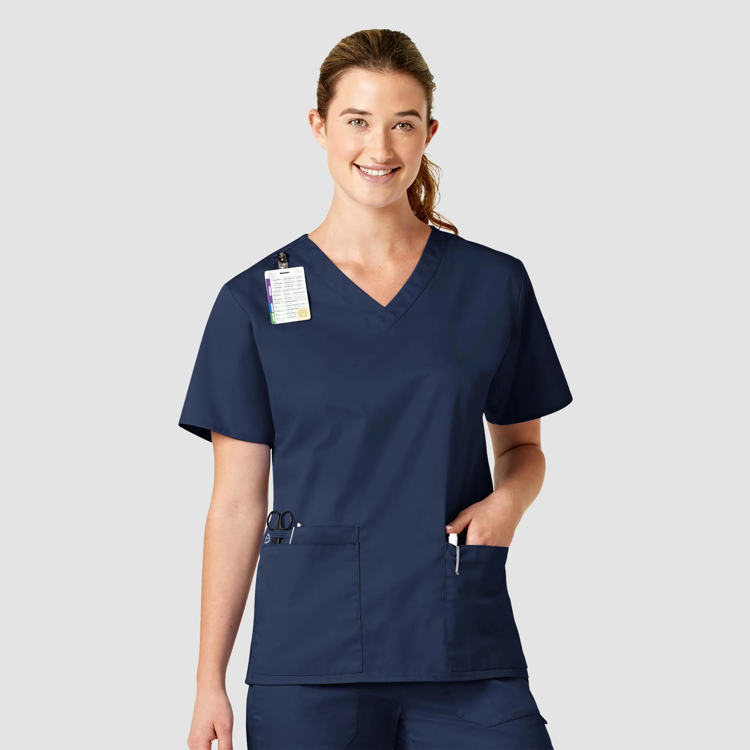 Wink Women's WonderWORK V-Neck Scrub Top - Navy