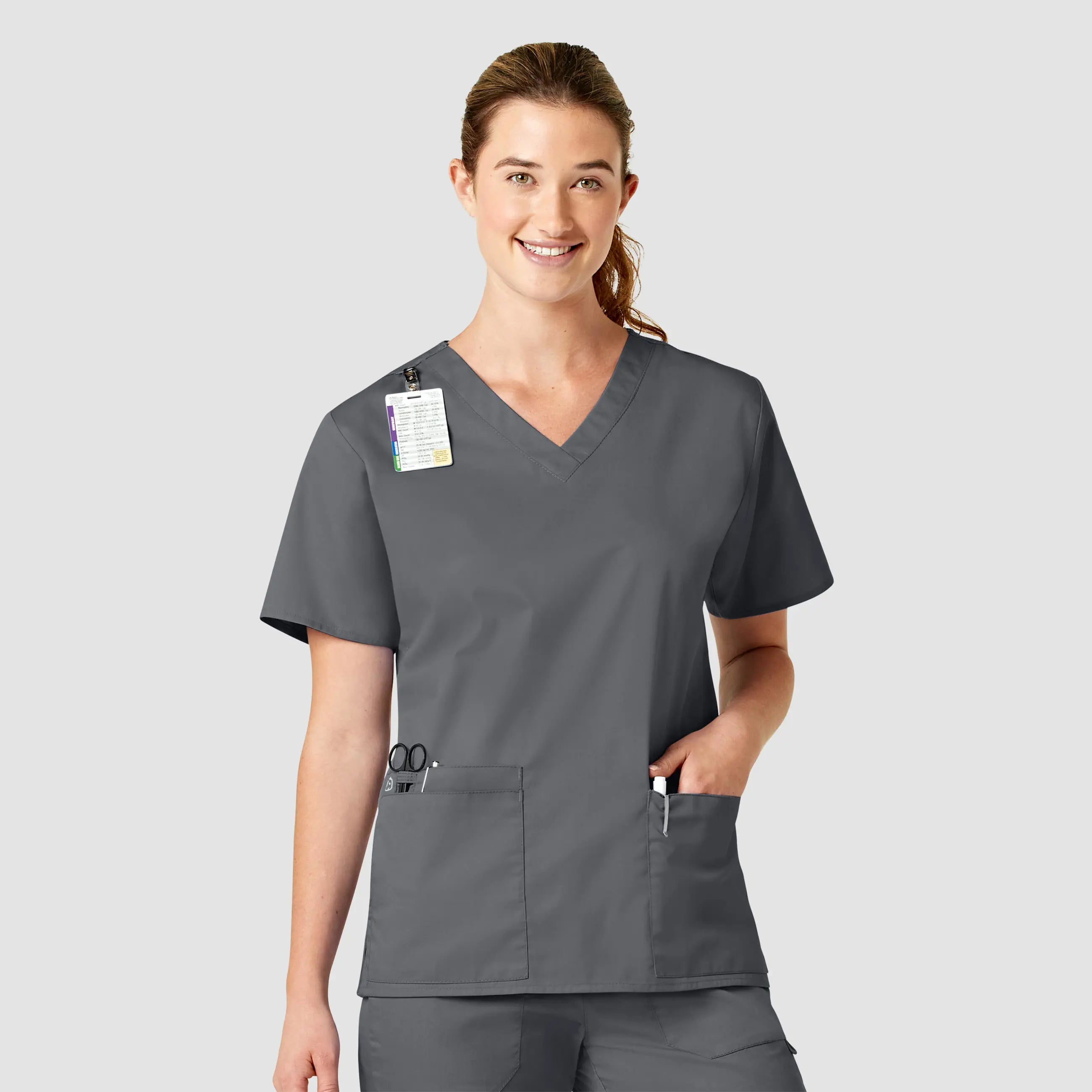 Wink Women's WonderWORK V-Neck Scrub Top - Pewter