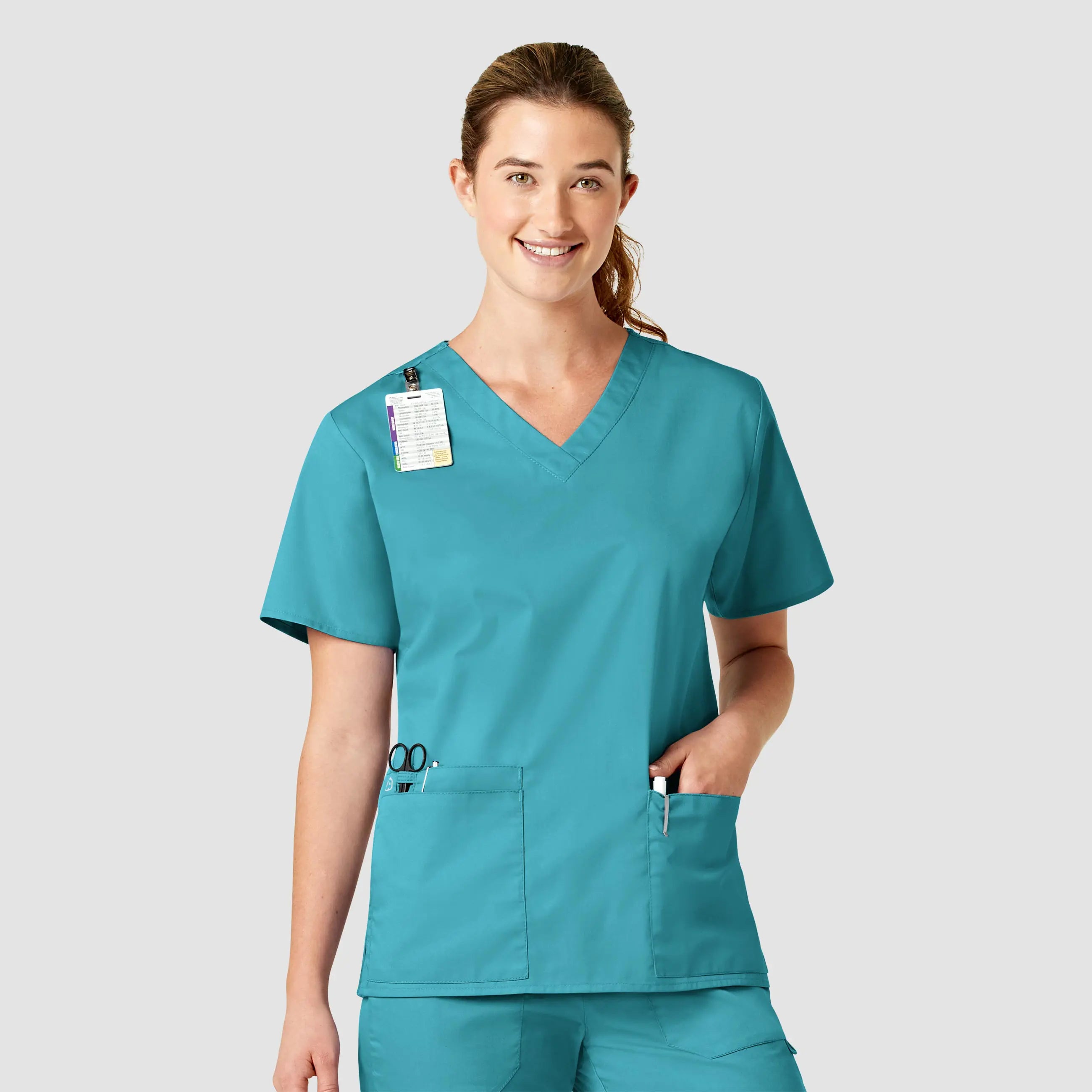 Wink Women's WonderWORK V-Neck Scrub Top - Teal